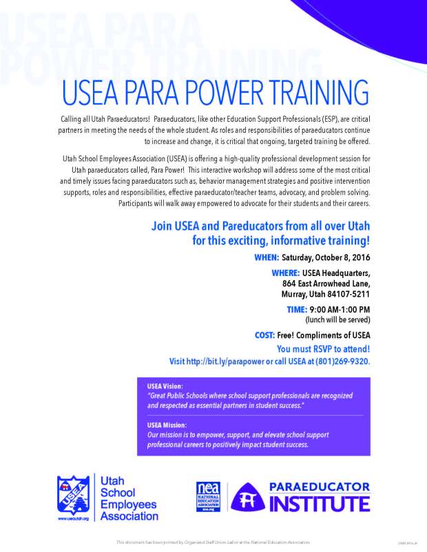usea-parapower-training-flyer-october-2016